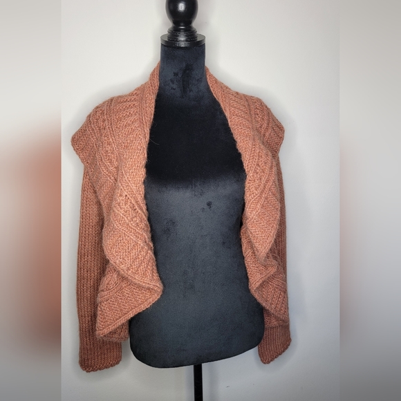 Anthropology Elsamada Chunky Knit Alpaca Wool Tie Front Cardigan Size M - Picture 8 of 12